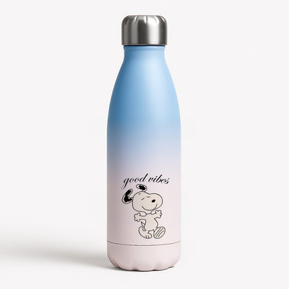 Good Vibes Cartoon Beagle Blue Water Bottle