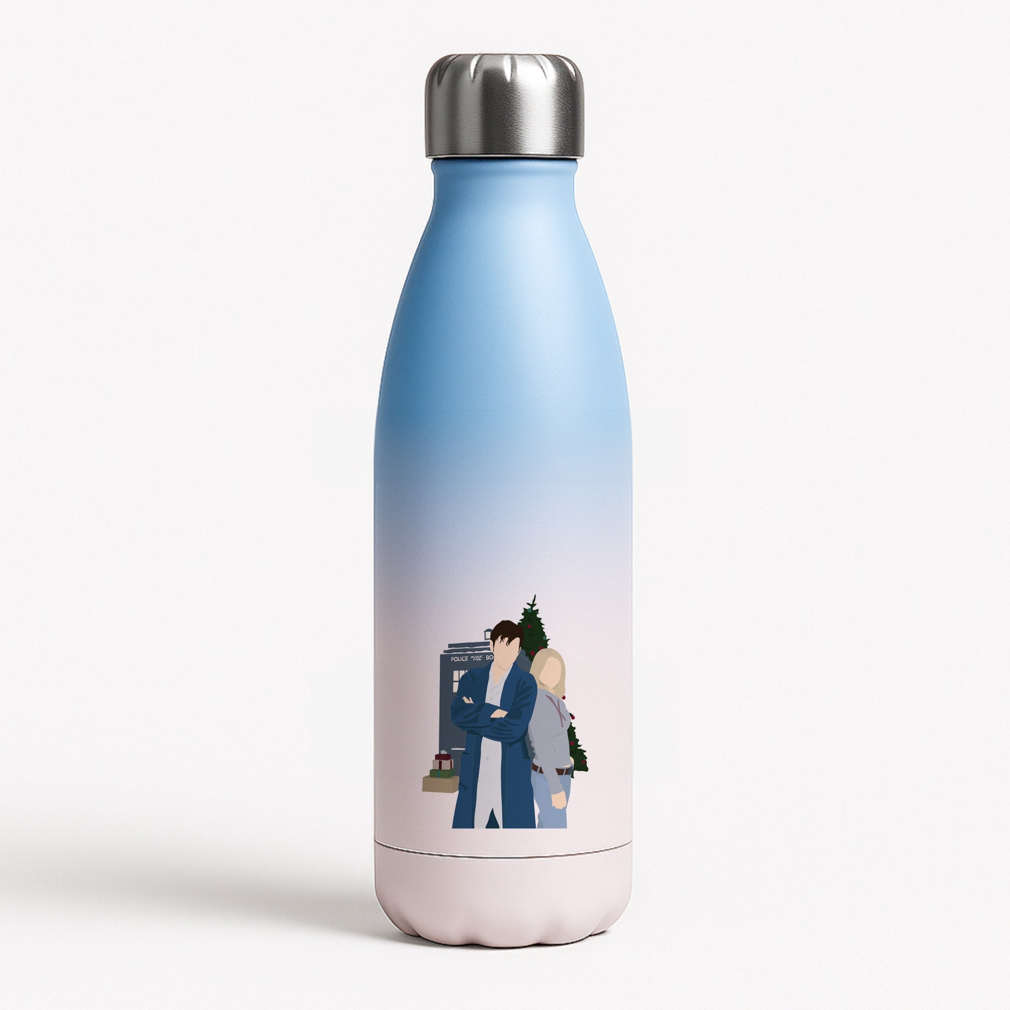 Rose And The Doctor Blue Water Bottle