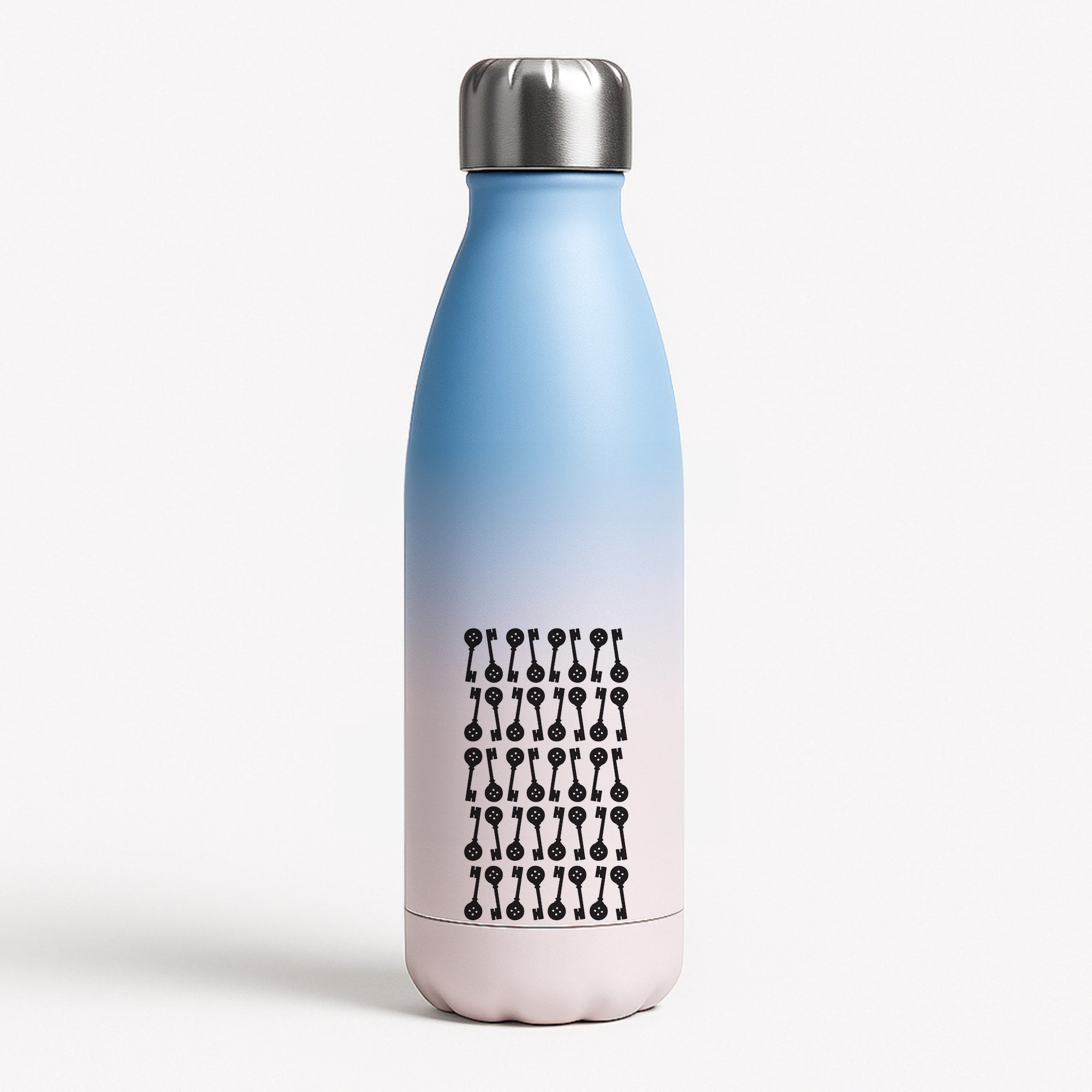 Key Pattern Blue Water Bottle