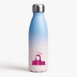 Pink Gaga Silhouette  Blue Water Bottle