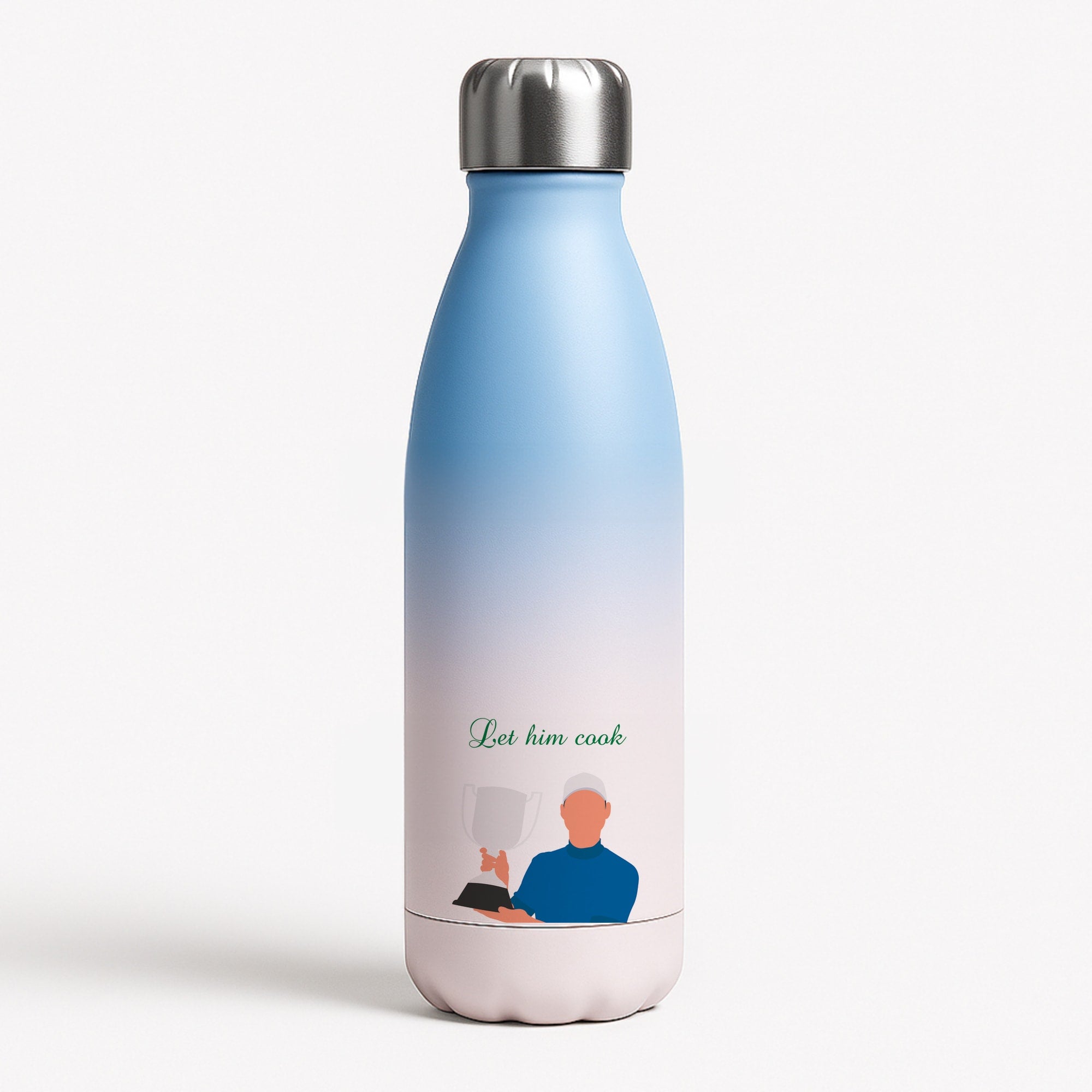 Let Him Cook Blue Water Bottle