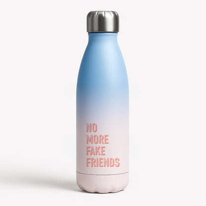 No More Fake Friends Blue Water Bottle