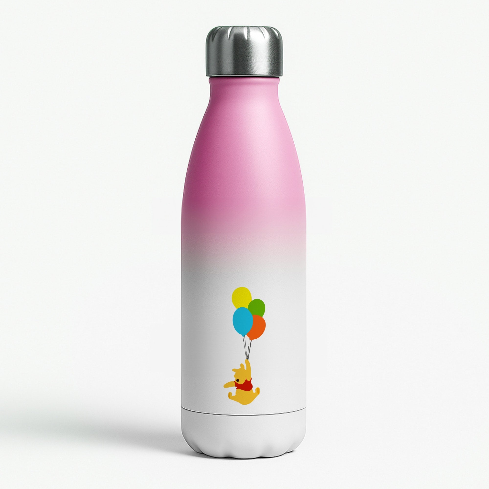 Pooh On Balloons Pink Water Bottle