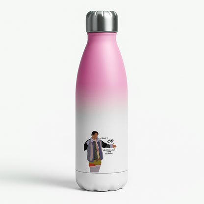 Could I Be Wearing Any More Clothes Pink Water Bottle