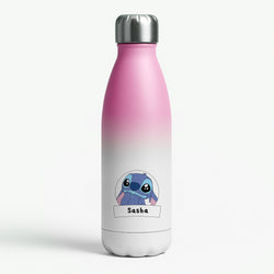 Personalised Cute Blue Alien Pink Water Bottle