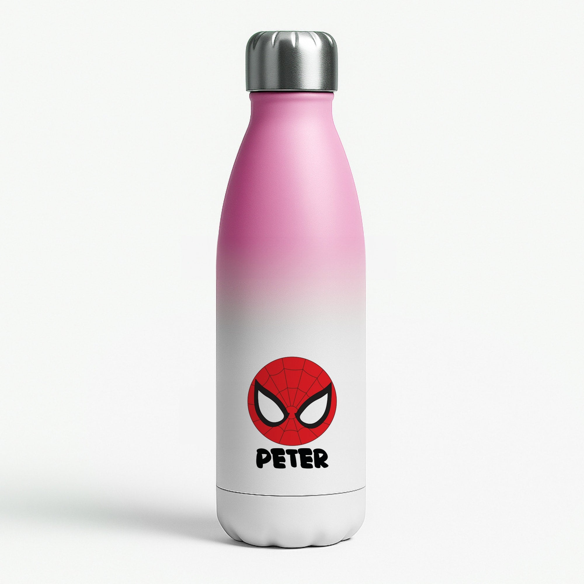 SpiderMan - Personalised Superhero Comic Pink Water Bottle