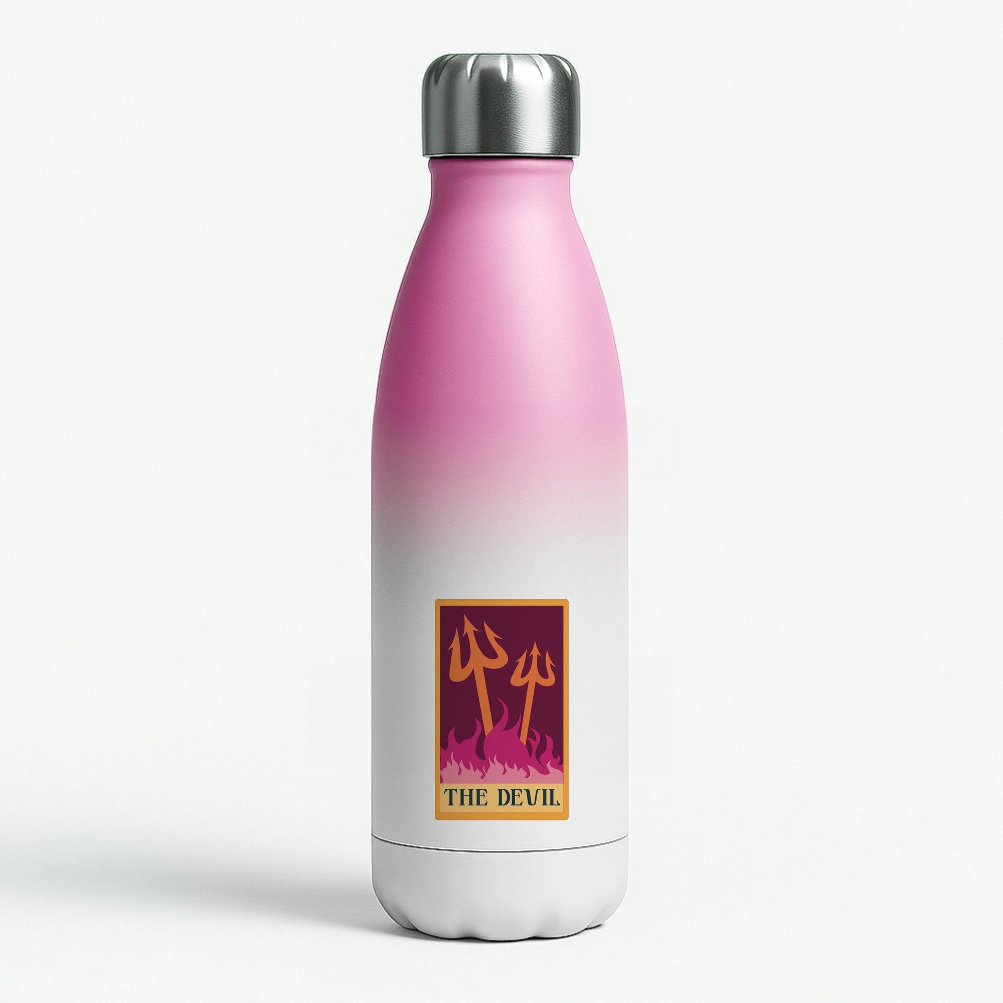 The Devil - Tarot Cards Pink Water Bottle