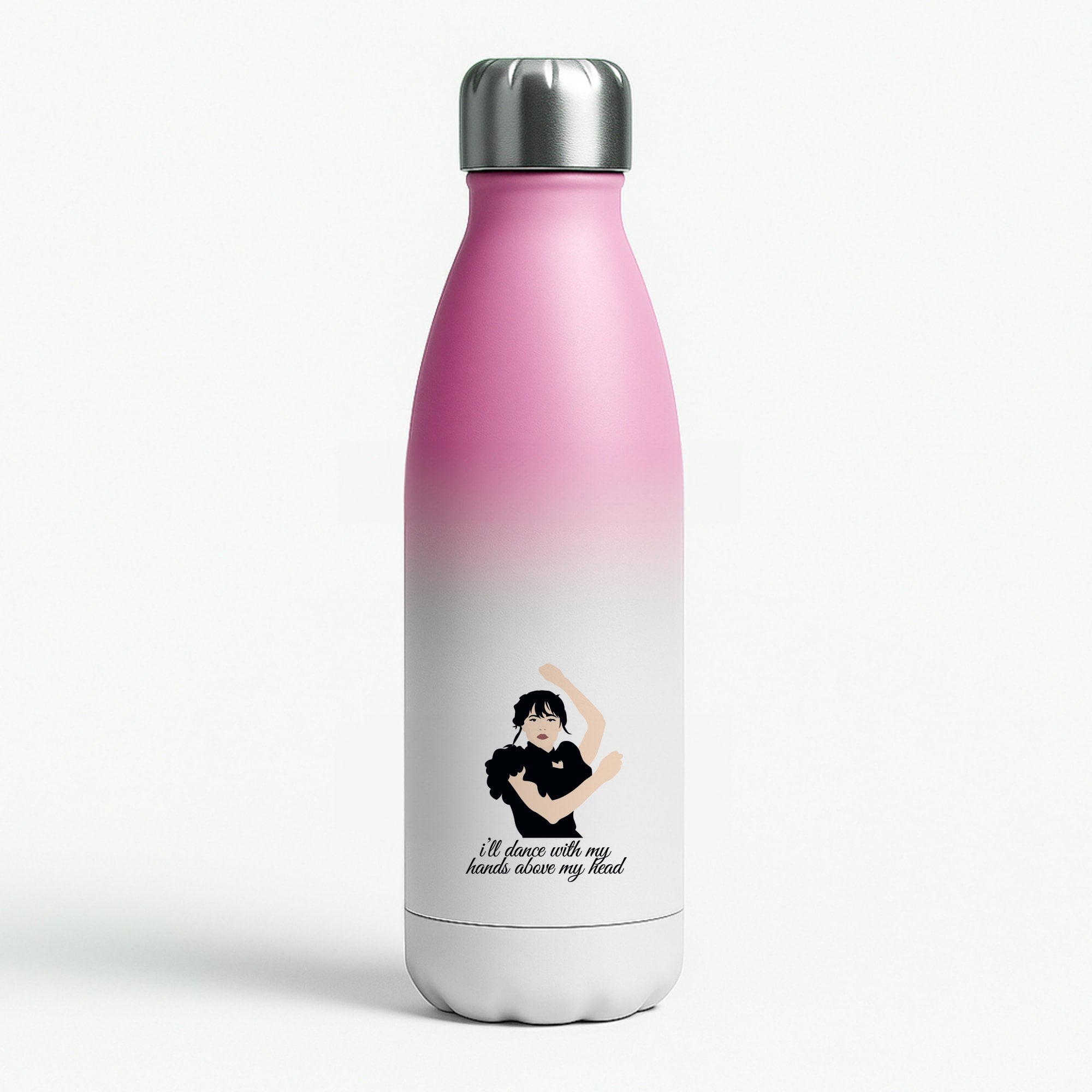 I'll Dance With My Hands Above My Head Wednesday Pink Water Bottle
