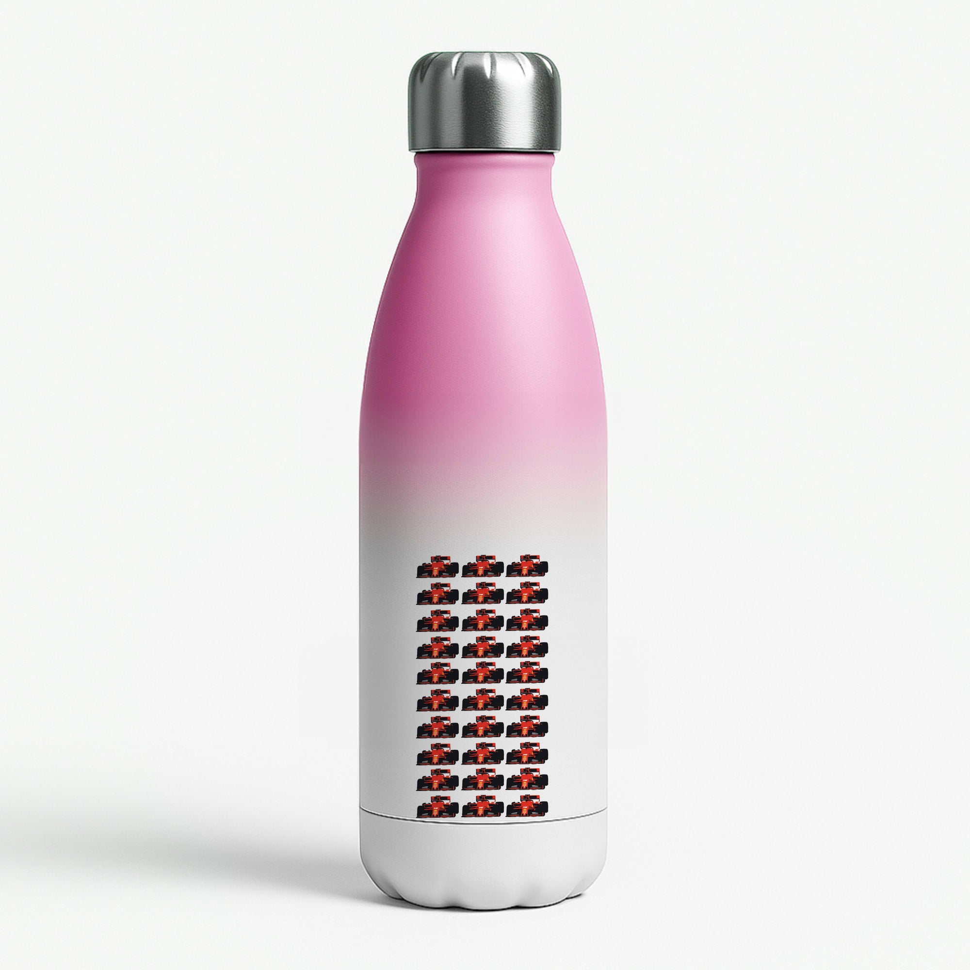 F1 Car Collage Pink Water Bottle