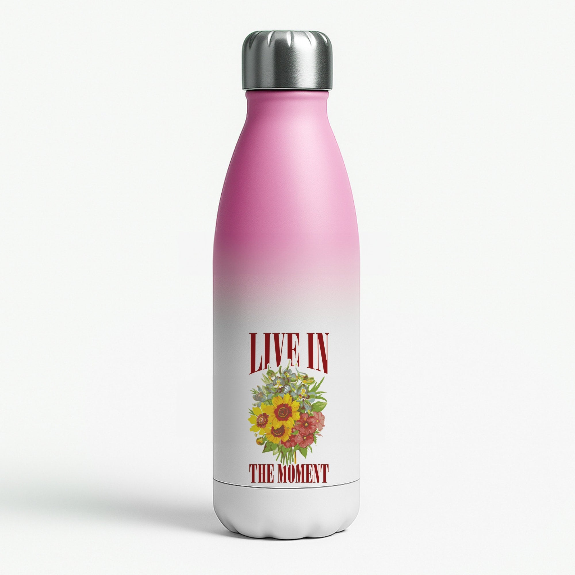 Live In The Moment  Pink Water Bottle