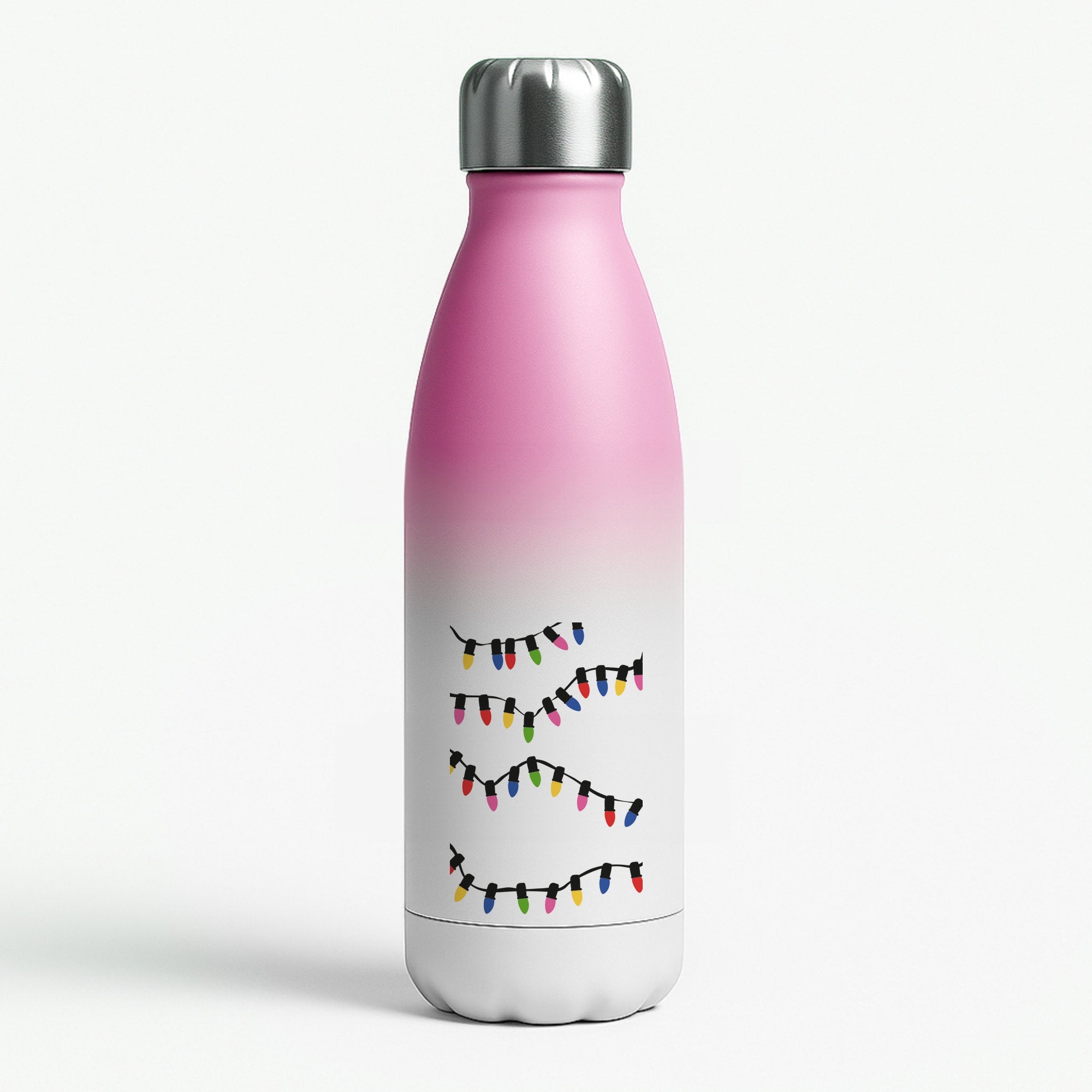 Pink Lights - Christmas Patterns Pink Water Bottle