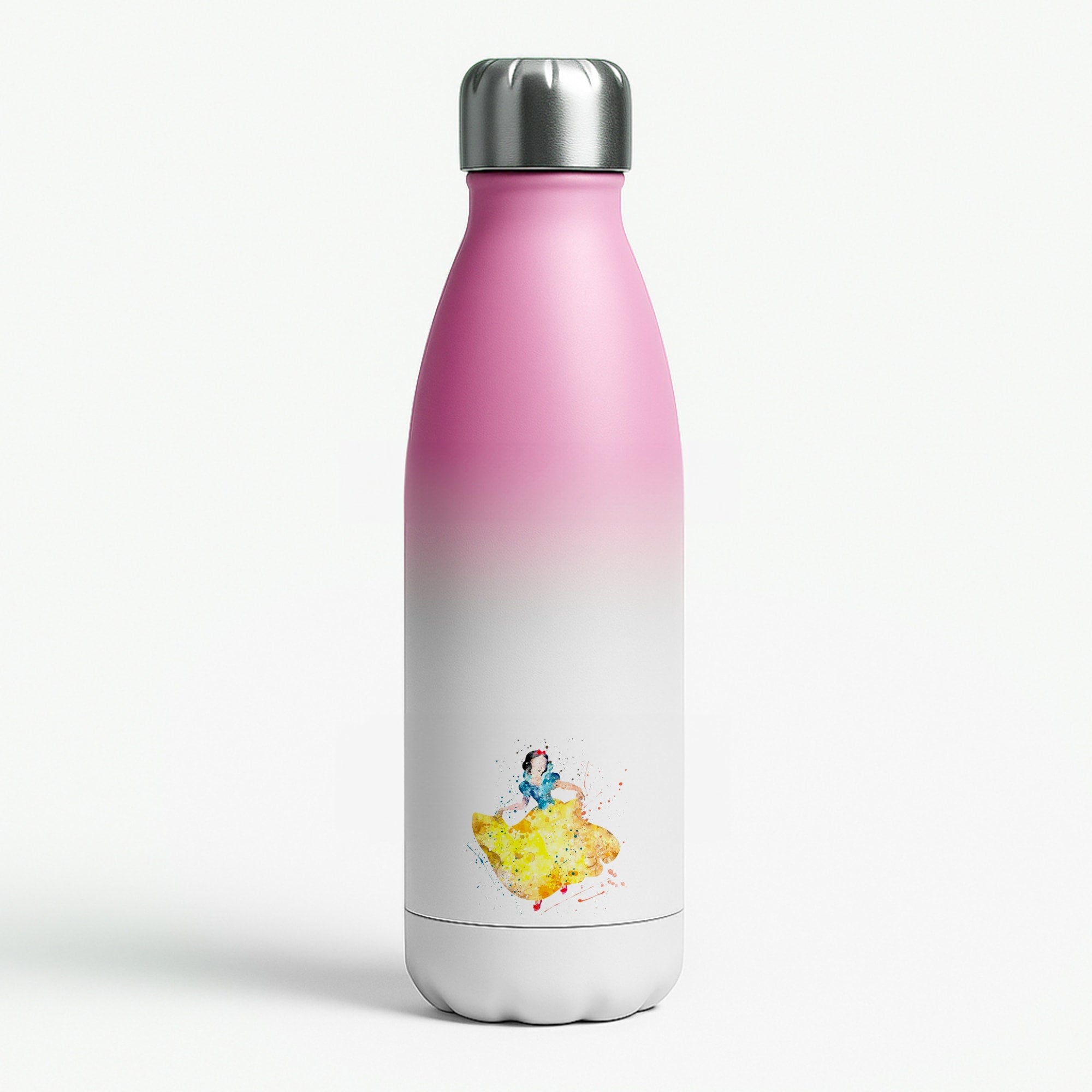 Watercolour Snow White Fairytale Pink Water Bottle
