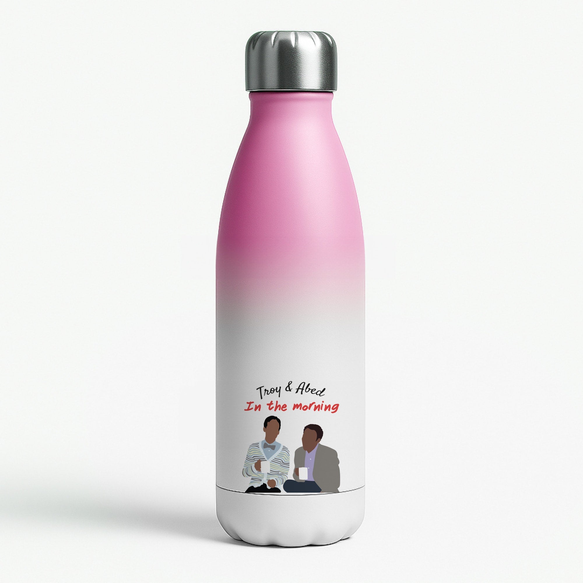 Troy And Abed In The Morning - Community Pink Water Bottle