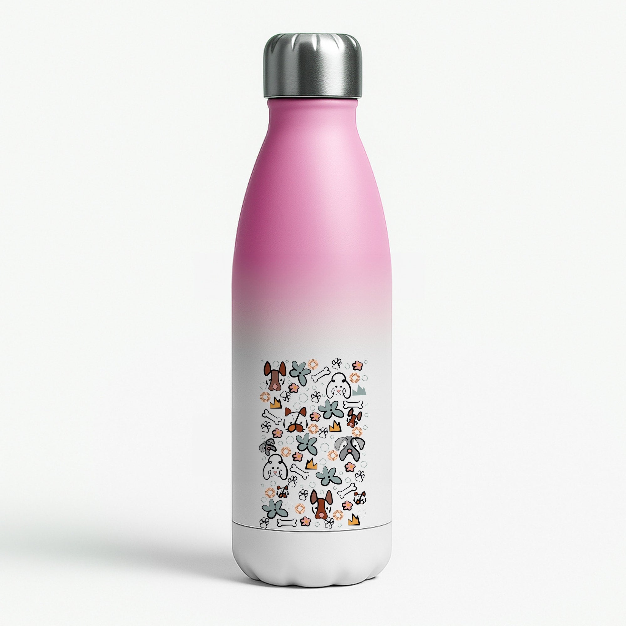Bones and dogs - Dog Patterns Pink Water Bottle