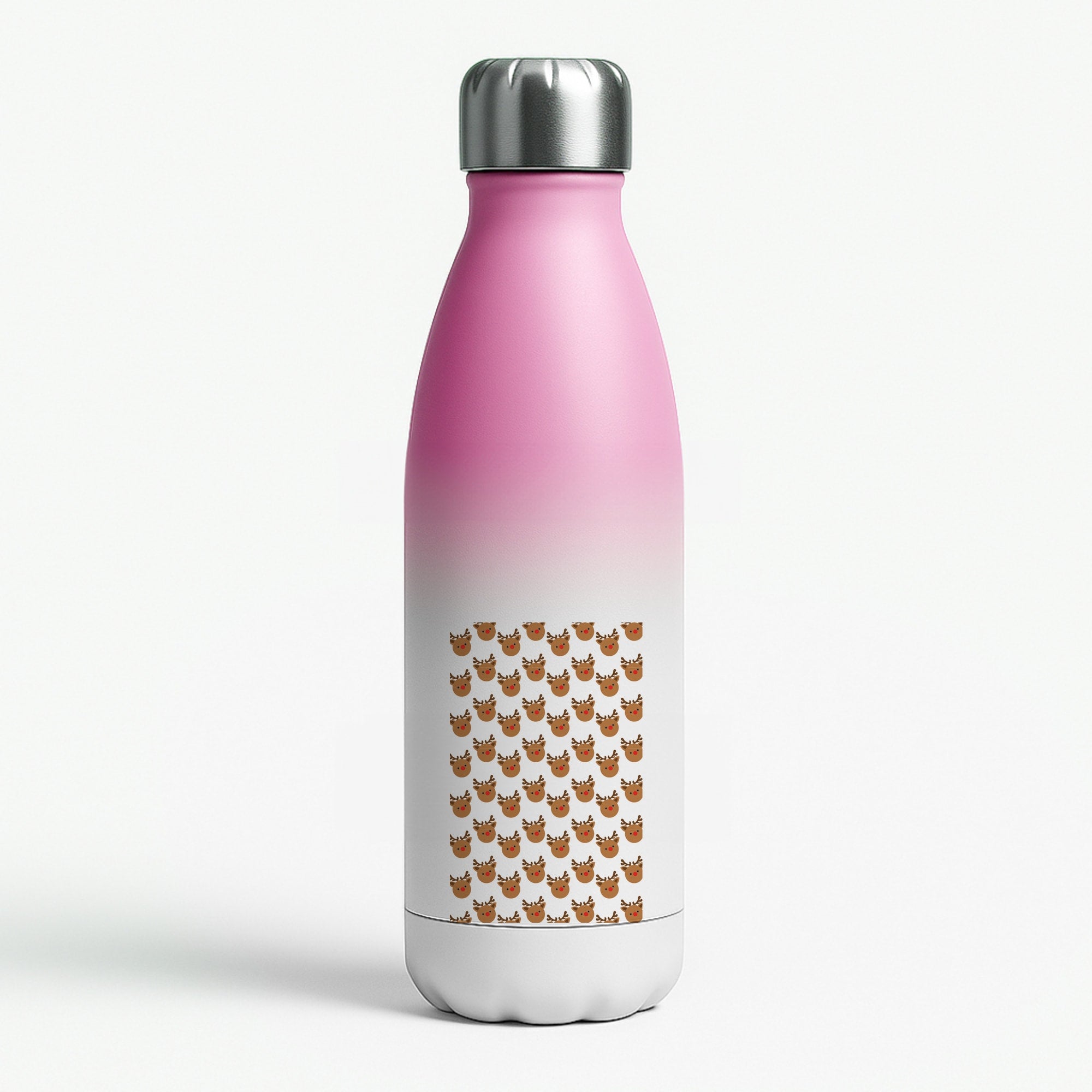 Rudolph Pattern - Christmas Patterns Pink Water Bottle