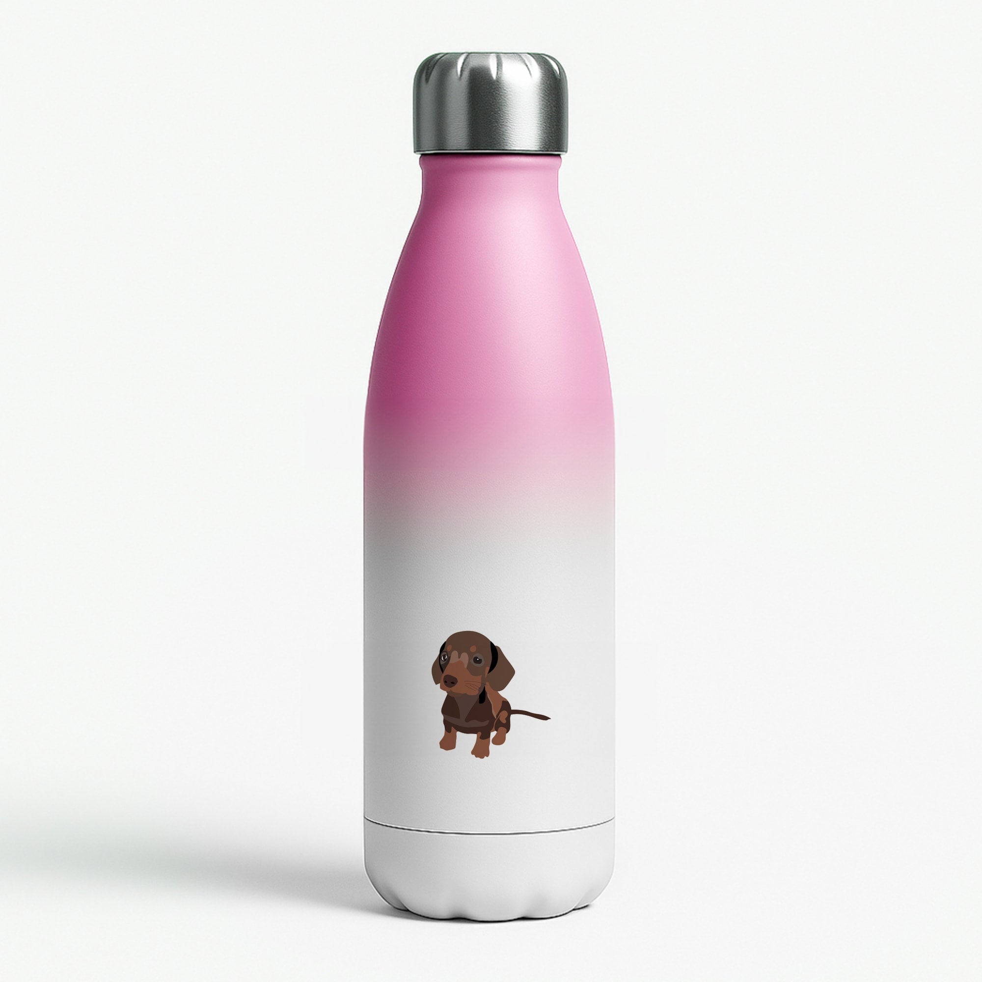 Brown - Dachshunds Pink Water Bottle