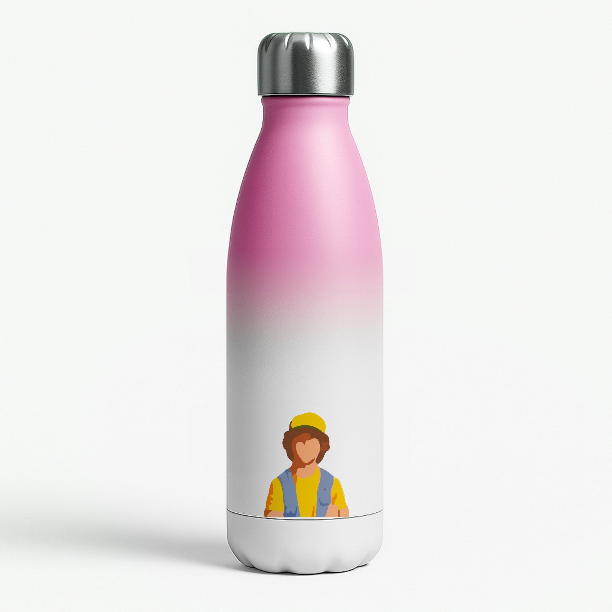Faceless Dustin - Stranger Things Pink Water Bottle
