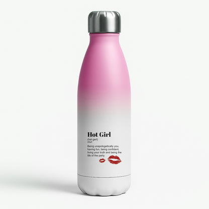 Hot Girl Dictionary Definition Pink Water Bottle