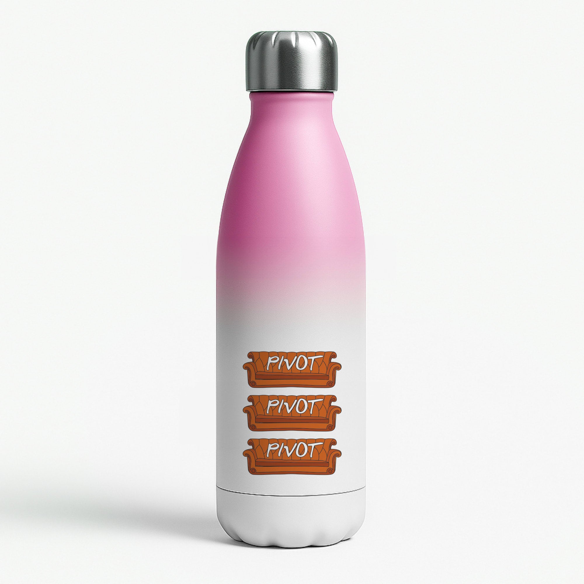 Sitcom Couches Pivot  Pink Water Bottle