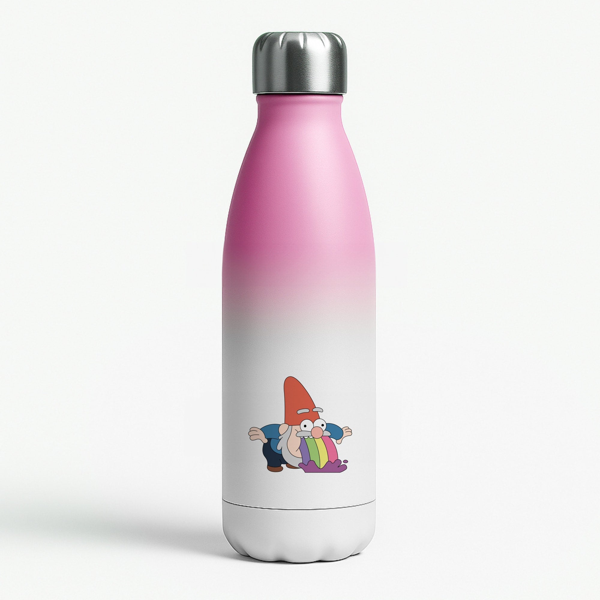 Garden Gnome Rainbow Pink Water Bottle