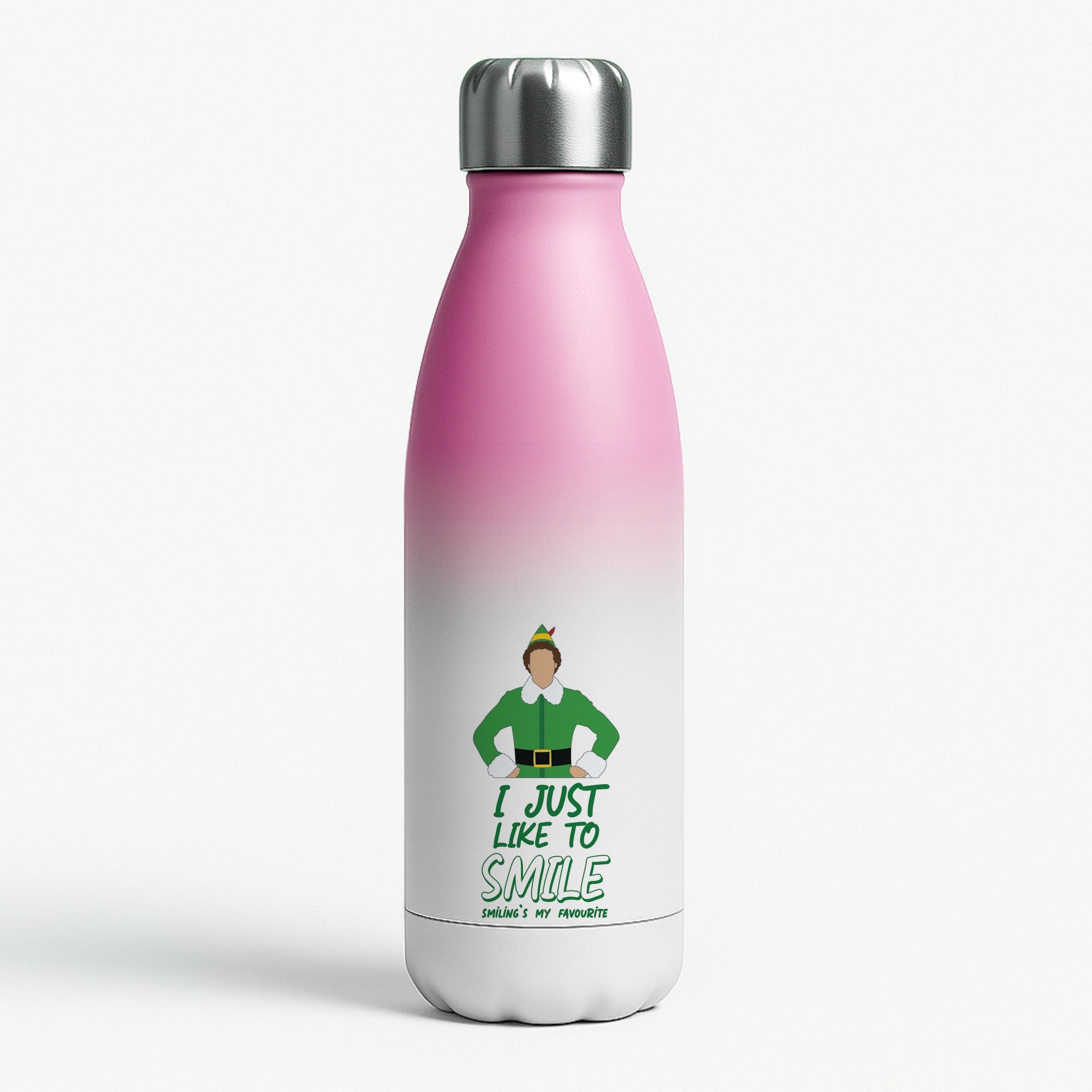 I Just Like To Smile Pink Water Bottle