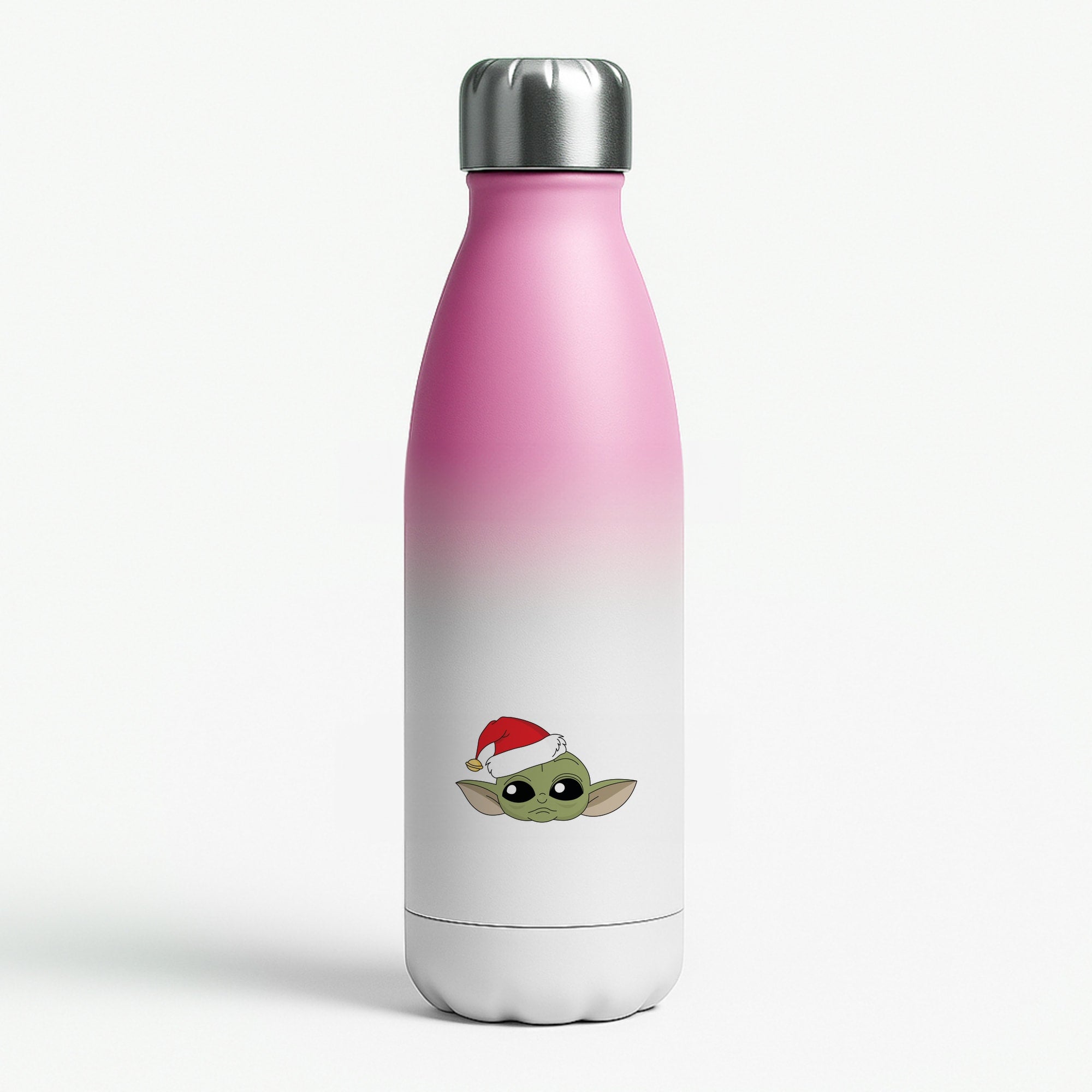Baby Yoda Christmas Pattern Pink Water Bottle