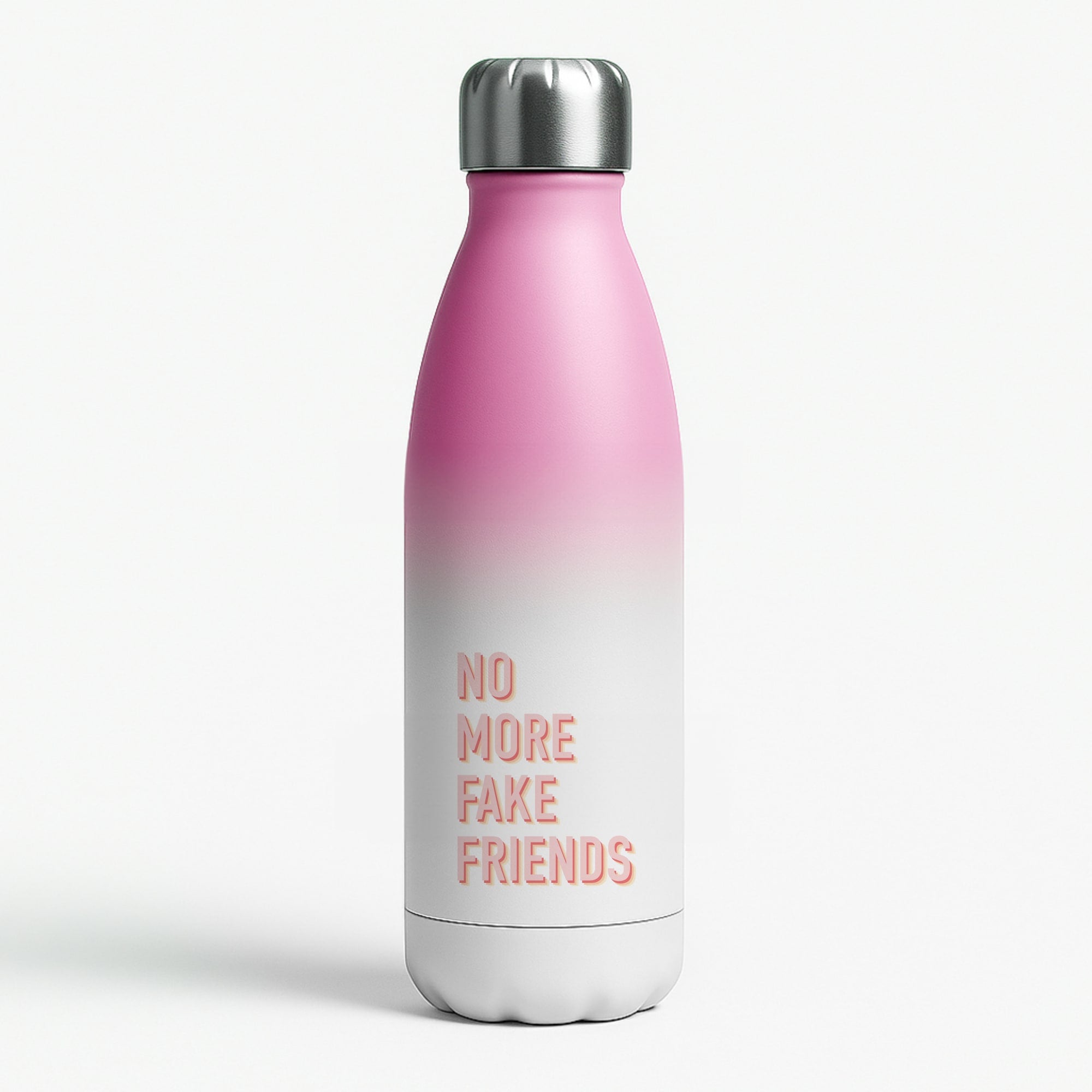 No More Fake Friends Pink Water Bottle