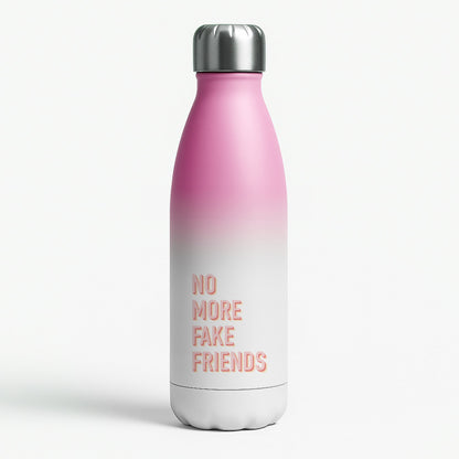 No More Fake Friends Pink Water Bottle