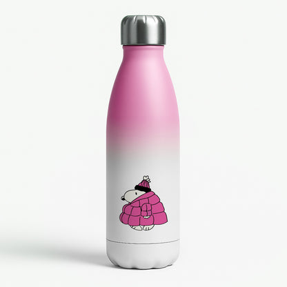 Cartoon Beagle Puffer Jacket Pink Pink Water Bottle