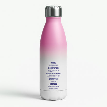 Name And Occupation - Doctor Who Pink Water Bottle