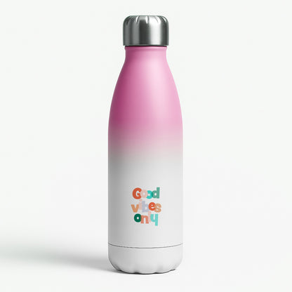 Colourful Good Vibes Only Pink Water Bottle