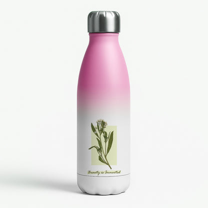 Beauty Is Immortal Press Flower Pink Water Bottle
