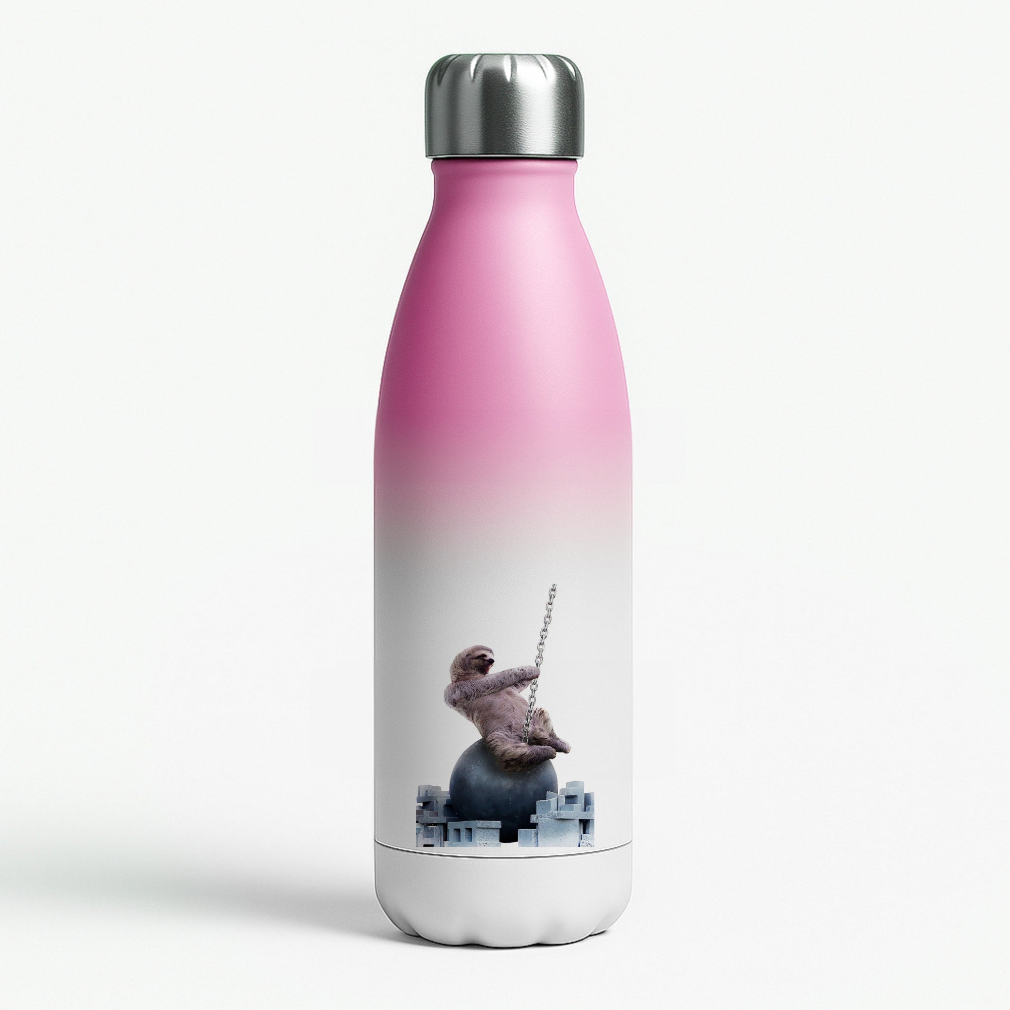 Wrecking Ball Sloth Pink Water Bottle