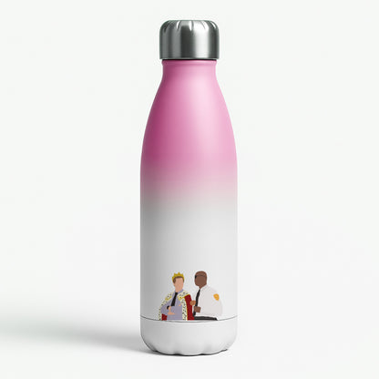 Jake and Holt B99 - Halloween Specials Pink Water Bottle