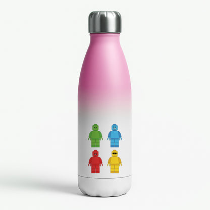 Bricks Figures Rainbow Pink Water Bottle