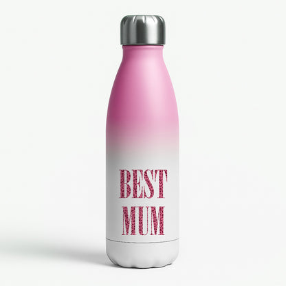 Best Mum Leopard Print Pink Water Bottle