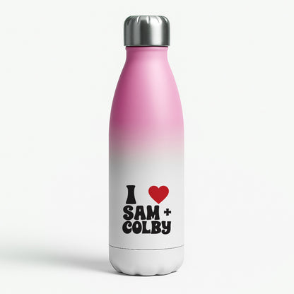 I Love S & C Pink Water Bottle