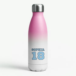 Light Blue - Personalised Football Pink Water Bottle