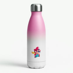 Running Mario - Mario Pink Water Bottle