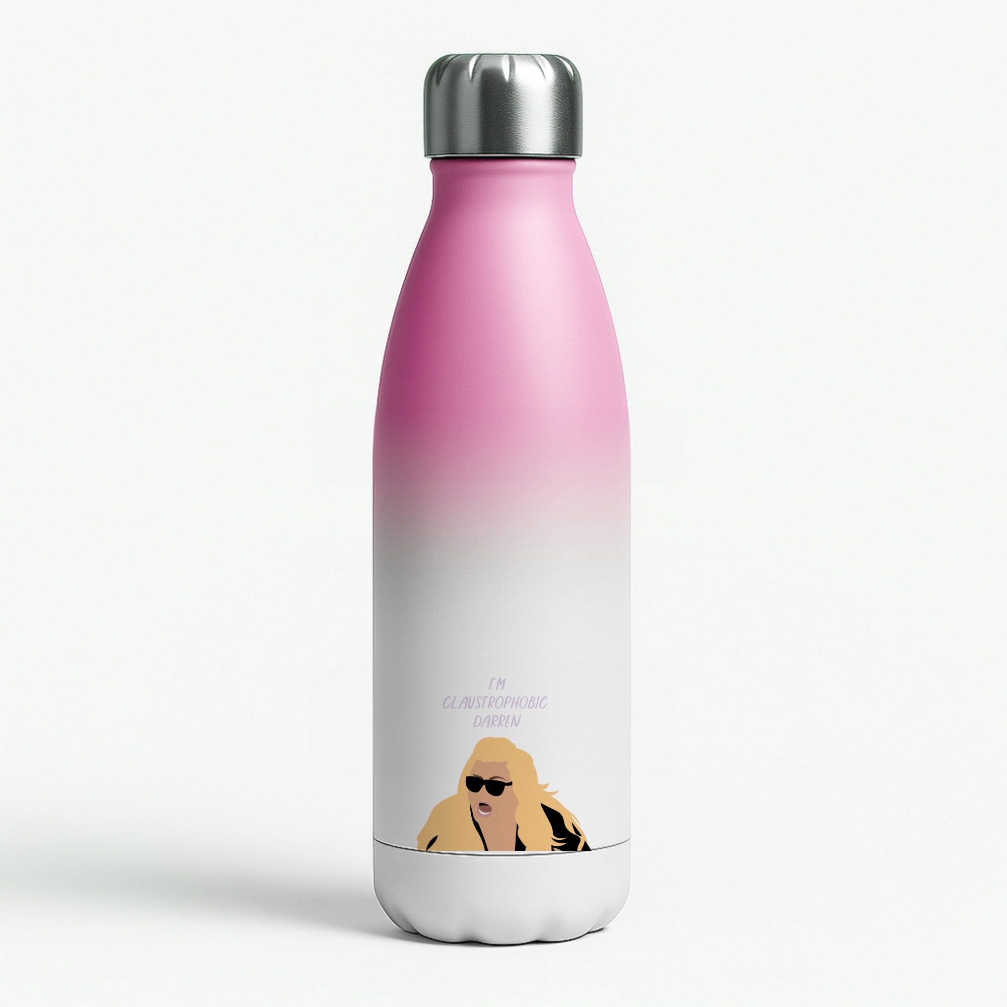 I'm Claustrophobic Darren - British Pop Culture Pink Water Bottle