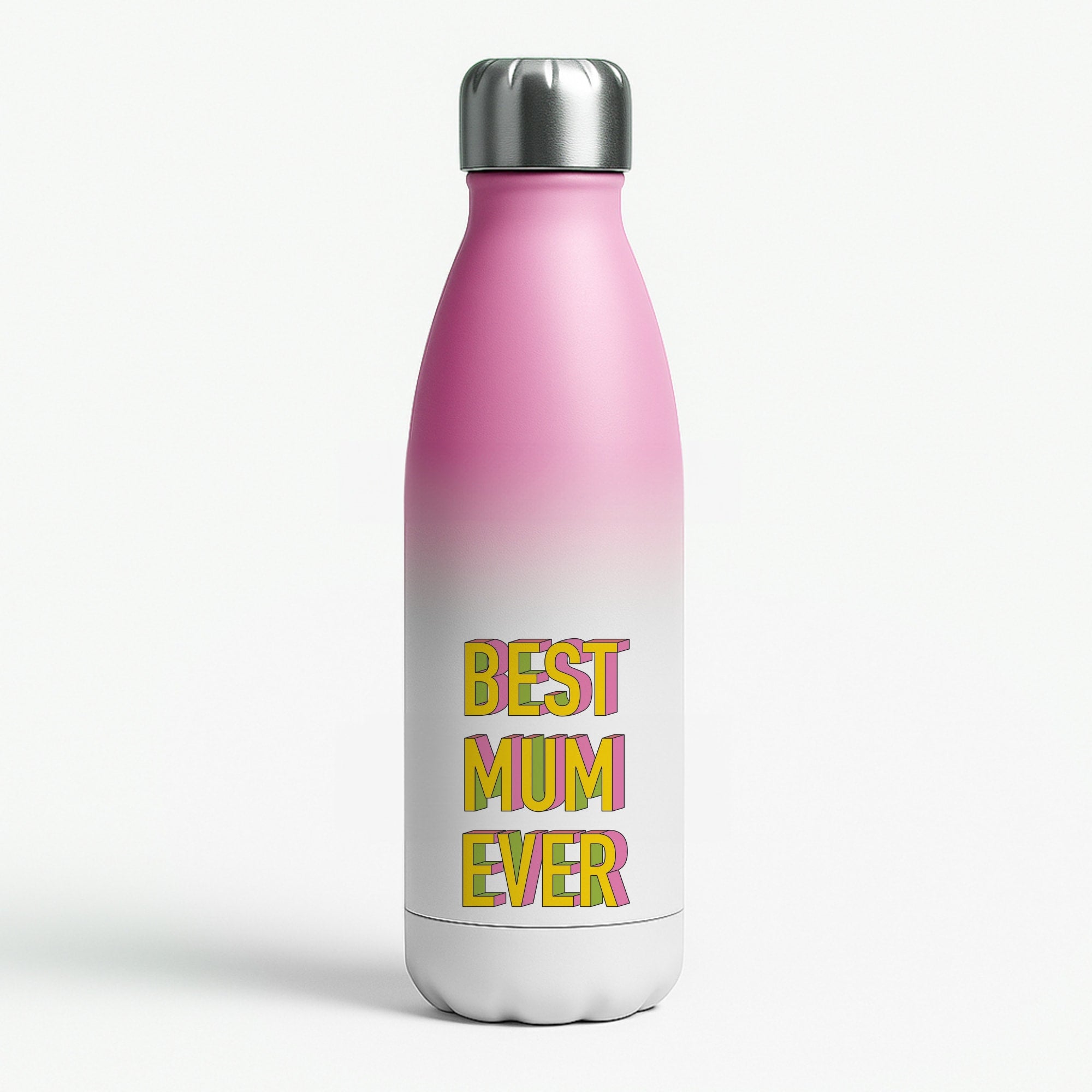 Geometric Best Mum Ever Pink Water Bottle
