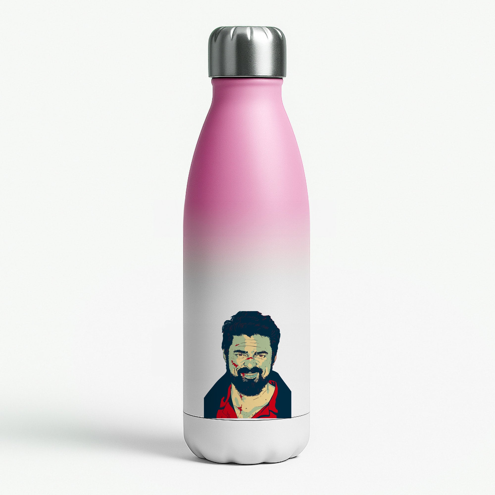 Billy Butcher Face Pink Water Bottle