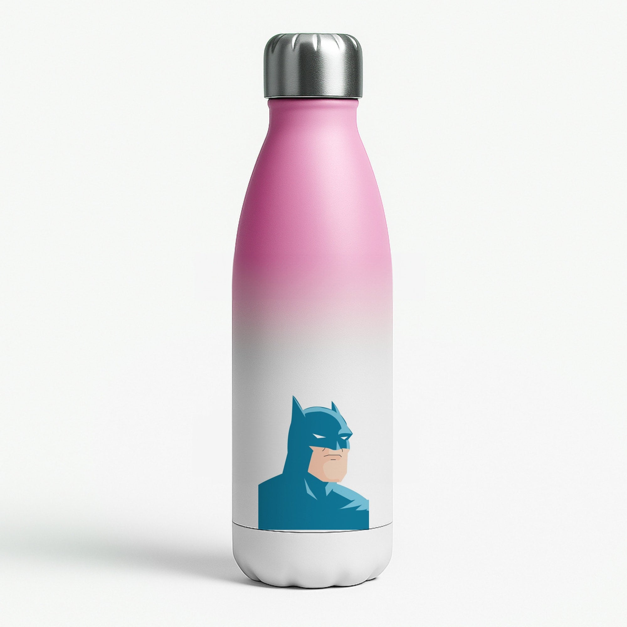 Blue Bat Superhero Pink Water Bottle