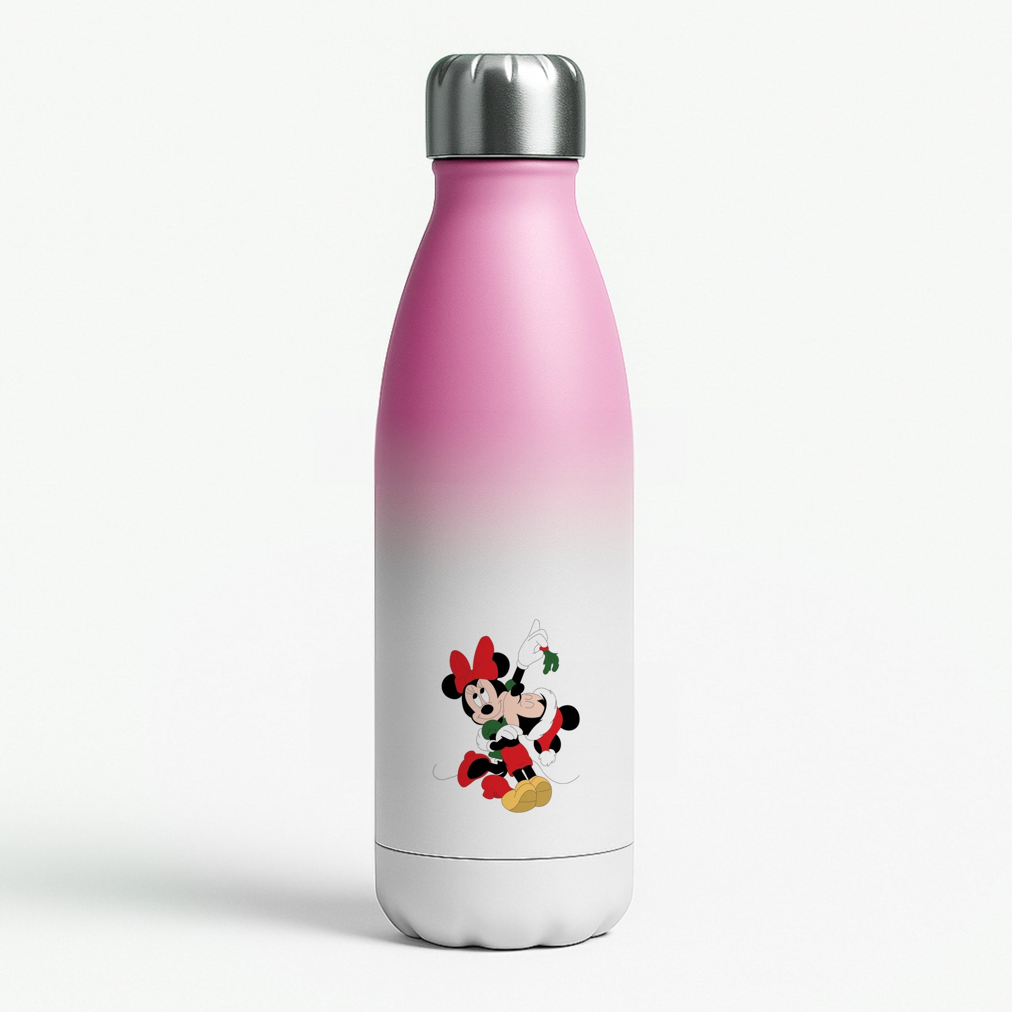 Mistletoe Fairytale Mice - Christmas Pink Water Bottle