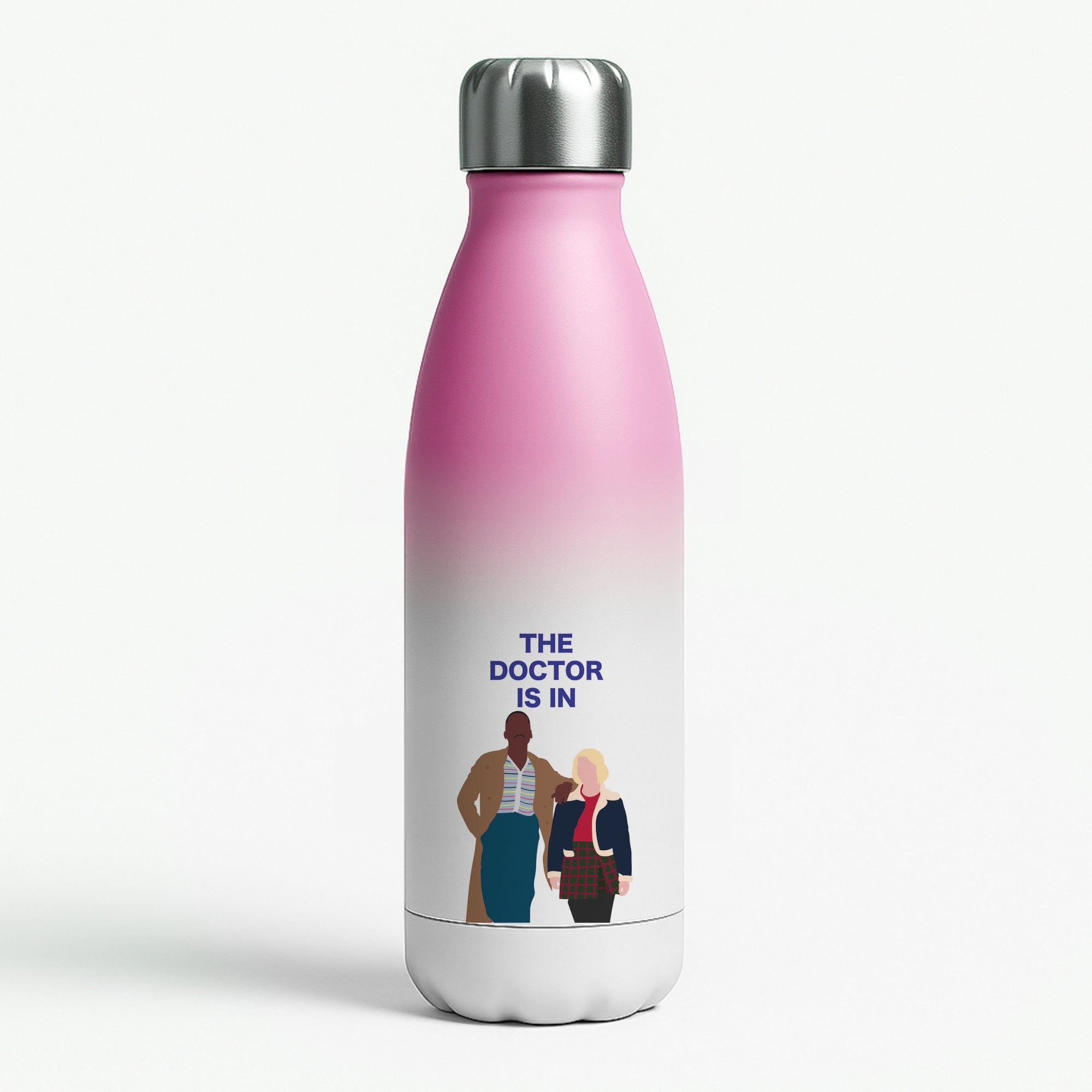 The Doctor Is In - Doctor Who Pink Water Bottle