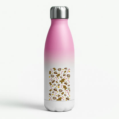 Festive - Christmas Patterns Pink Water Bottle