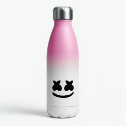 Black And White Helmet In Space  Pink Water Bottle