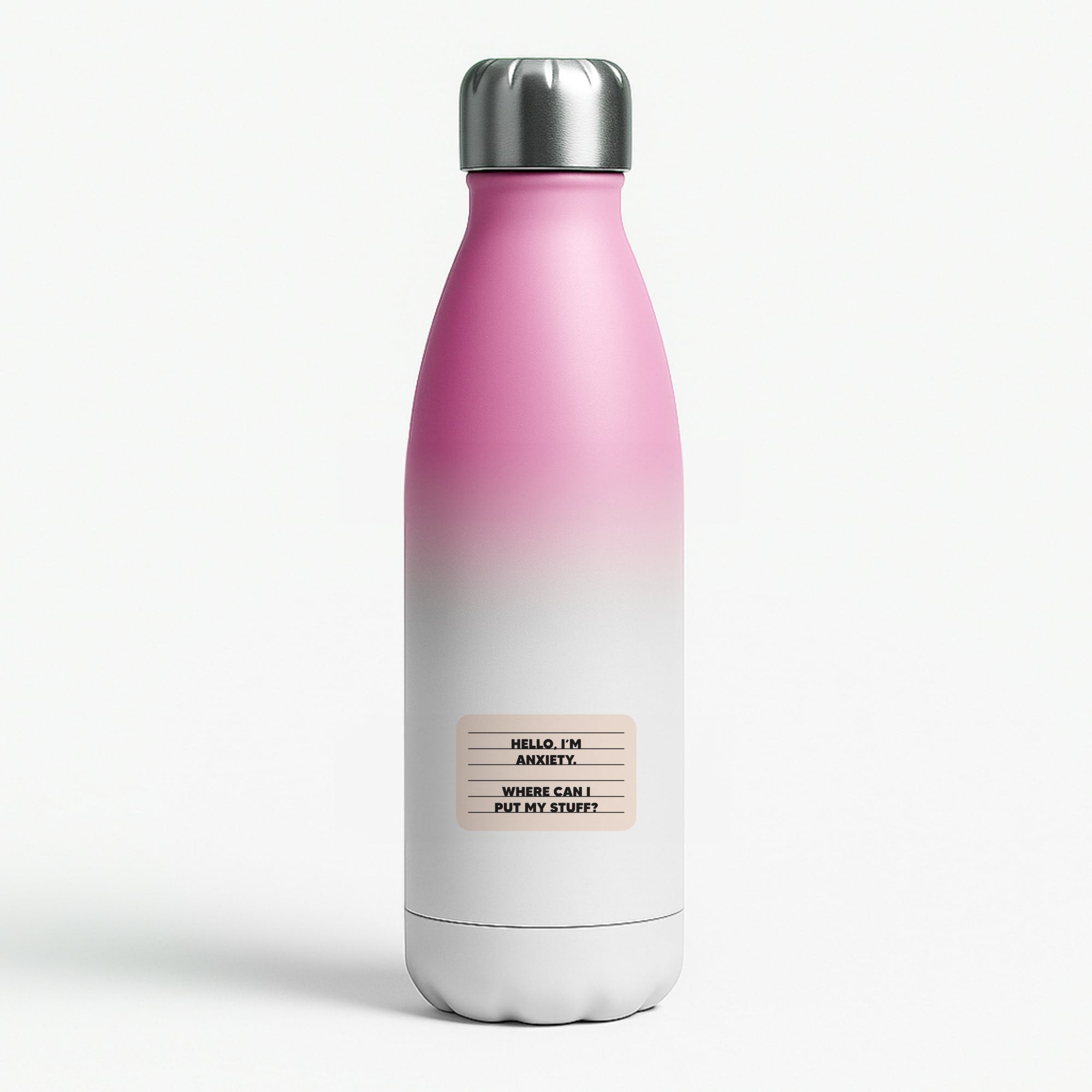 Hello I'm Anxiety - Inside Out Pink Water Bottle