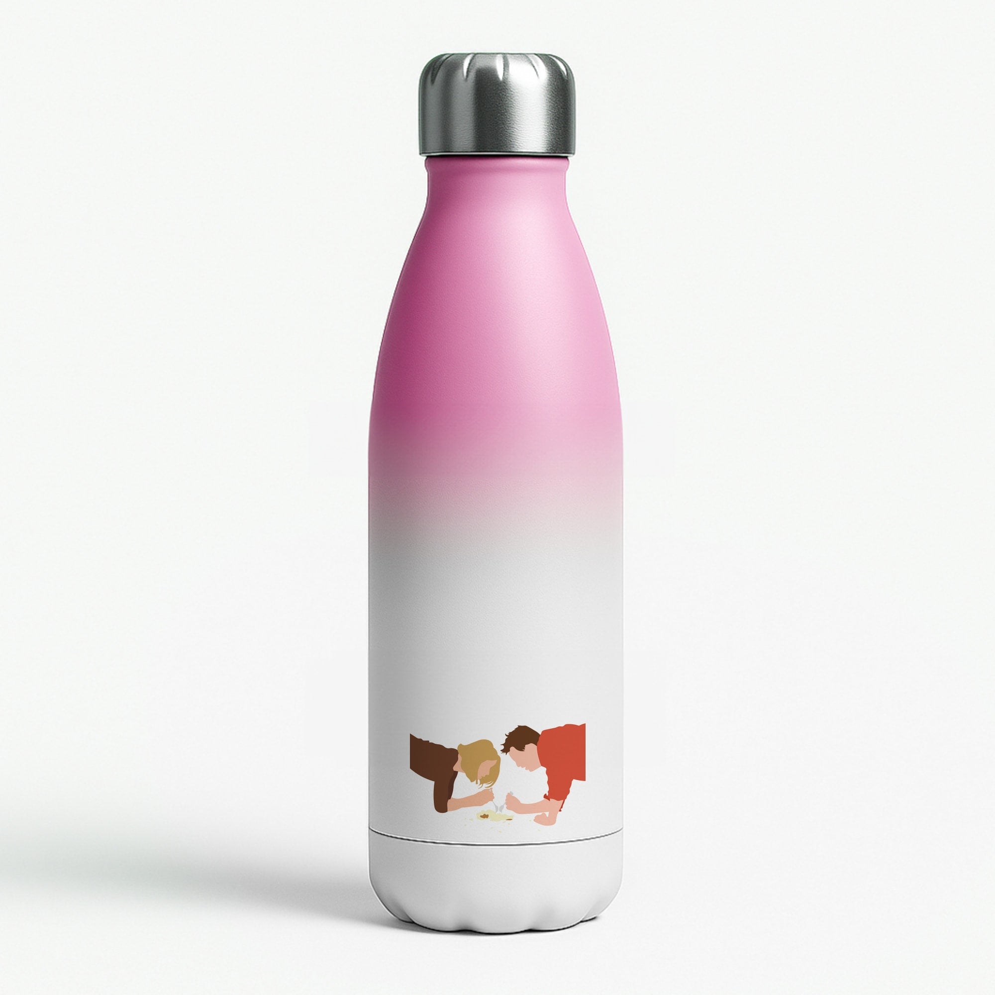 Eating Some Food Pink Water Bottle