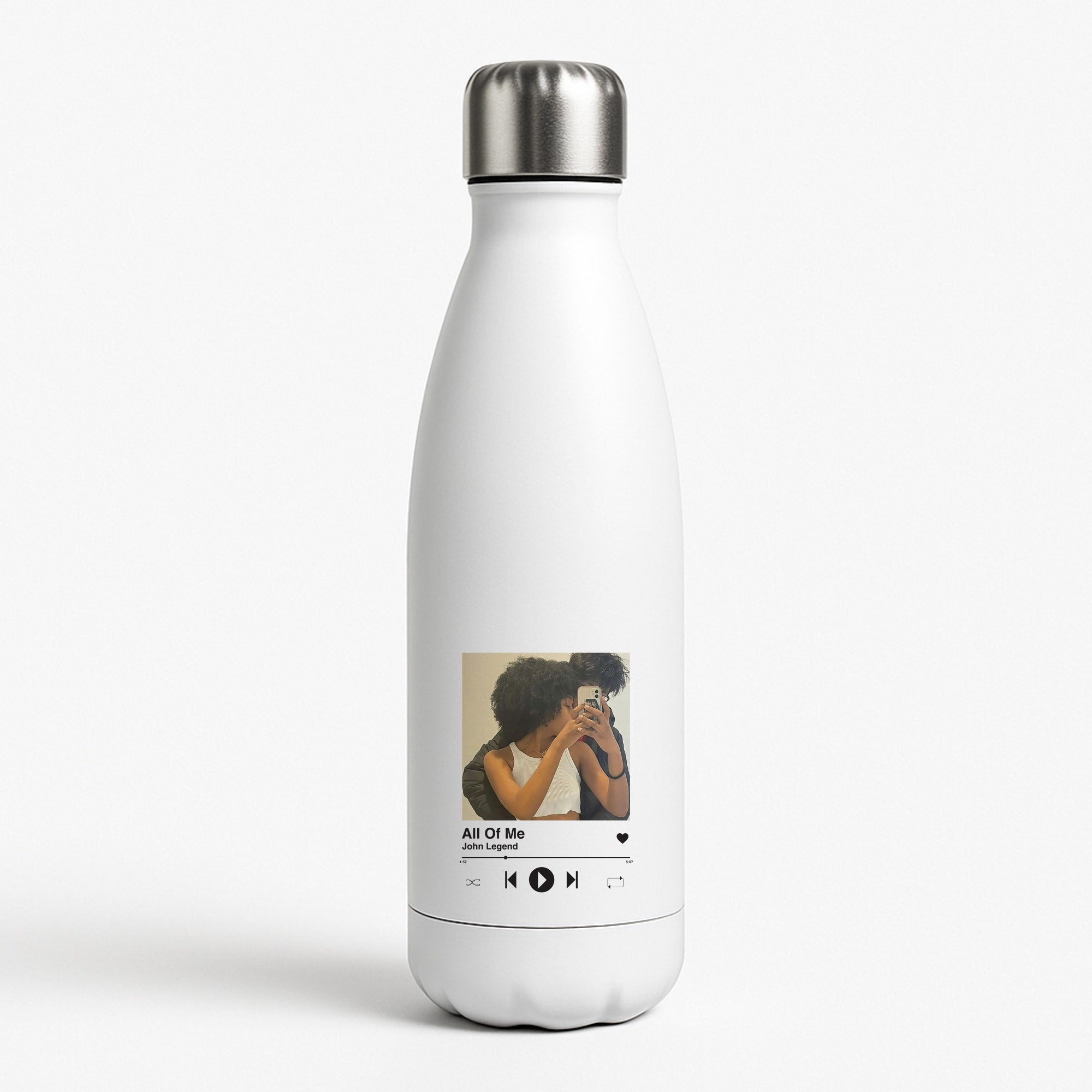 Album Cover - Personalised Couples White Water Bottle